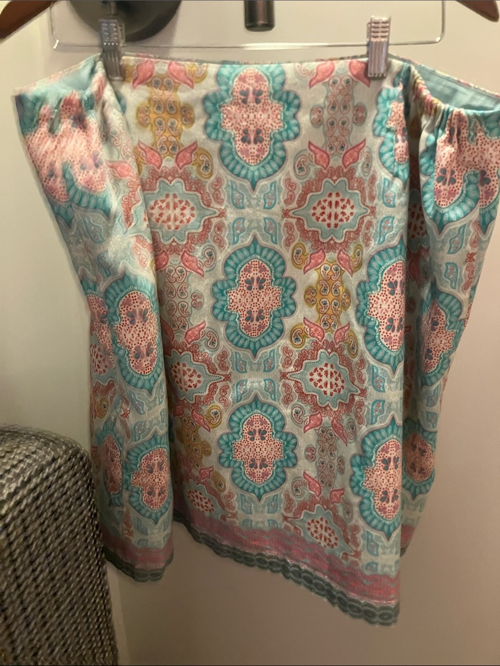 Talbots 20W Paisley Cotton Stretch Pencil Skirt Partial Elastic Waist